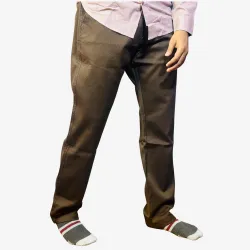 Men's Solid Brown Cotton Formal Trousers | Regular Fit Office Wear Pants